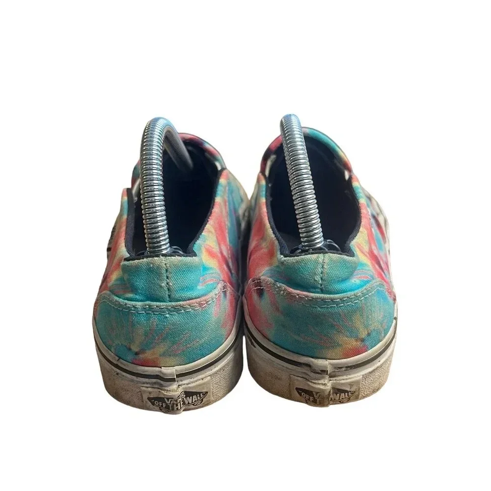 Vans Asher Slip-On Sneaker Women’s 9.5 Canvas Rainbow Tie Dye Multicolor‎